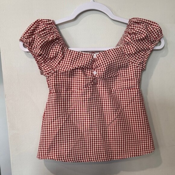 Charming Red Gingham Kids Blouse - Picture 1 of 3